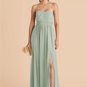 Birdy Grey Strapless Sage Green Chiffon Gown